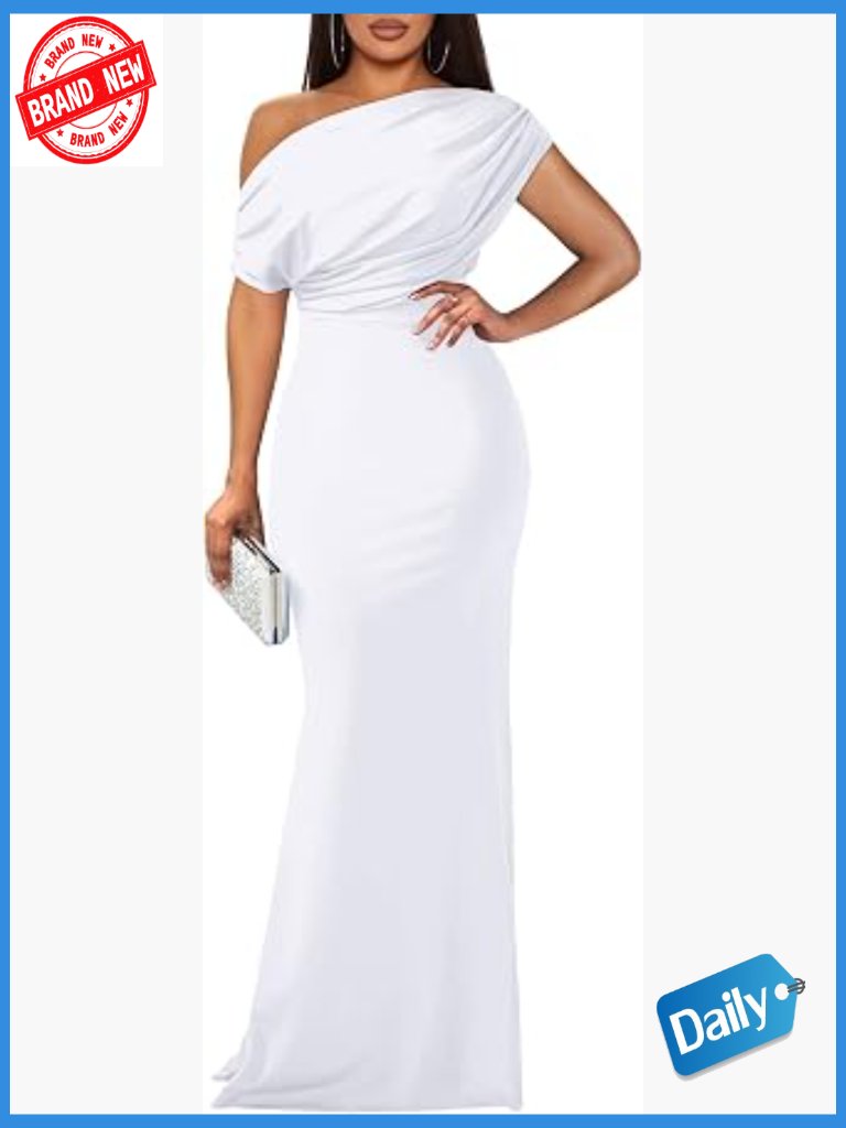 Women's Elegant Sleeveless Off Shoulder Bodycon Long Formal Evening Dress